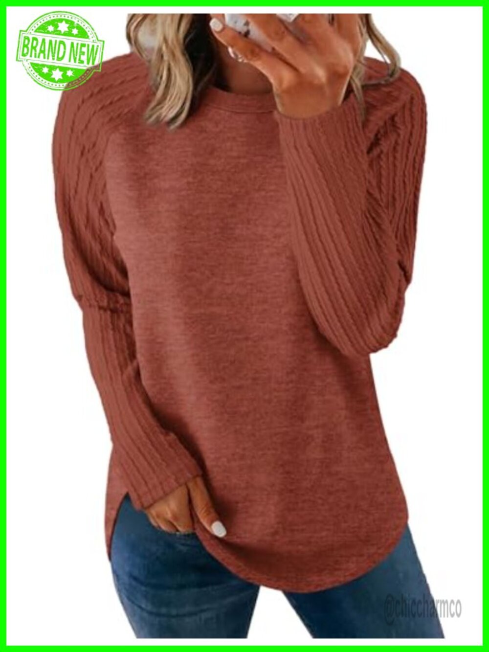 Womens Long Sleeve Crewneck Tunic Sweatshirt Loose Fit Fall Tops